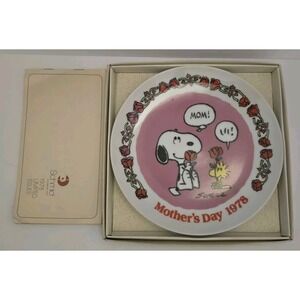 SCHMID PEANUTS SNOOPY WOODSTOCK 1978 MOTHER'S DAY PLATE BY CHARLES SCHULZ‎ NWB